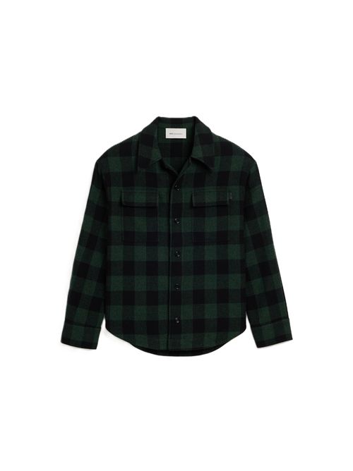 widecamp collar overshirt longsleev patch pockets Ami Paris | USH875.WV0220A258 BOTTLE GREEN/BLACK